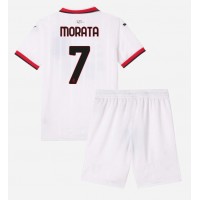 AC Milan Alvaro Morata #7 Bortedraktsett Barn 2024-25 Kortermet (+ Korte bukser)